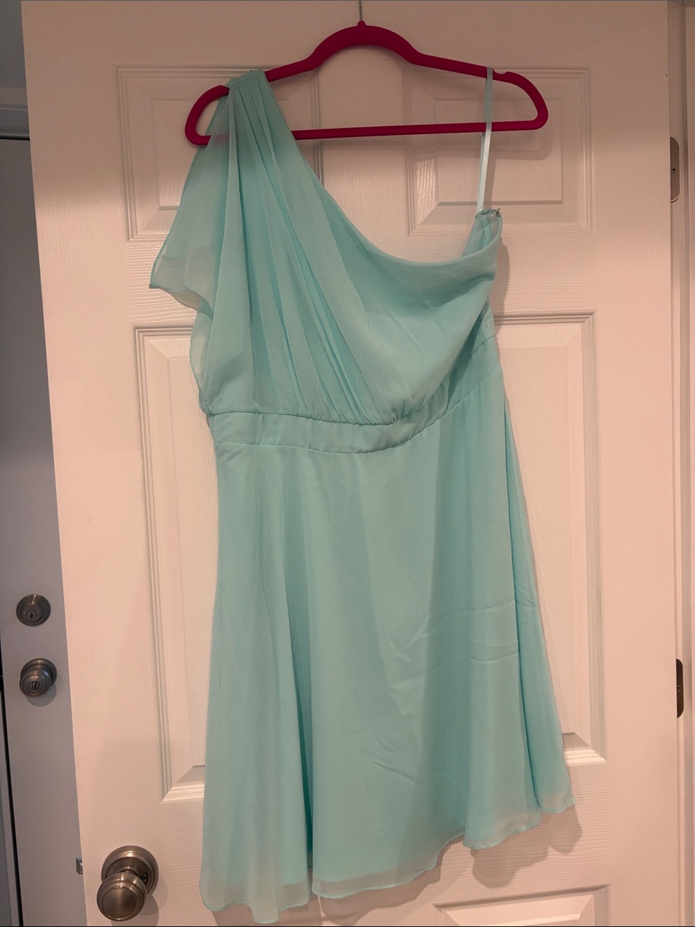 White House Black Market Mint One-Shoulder Chiffon Dress